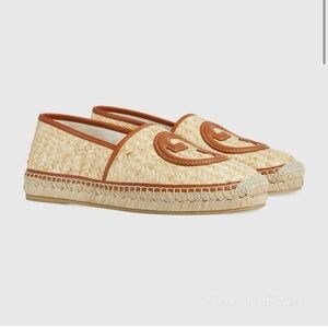 Gucci Men Interlocking Straw Espadrille Flats